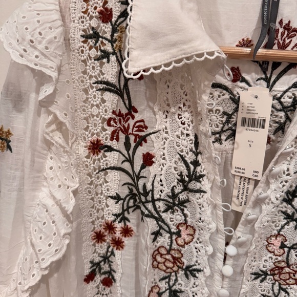 NWT By Anthropologie Long-Sleeve V-Neck Eyelet Midi Dress - Picture 8 of 12